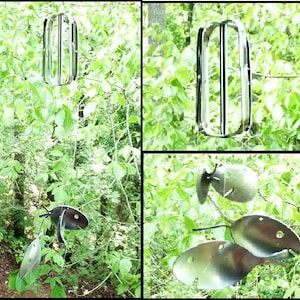 Upcycled Kitchen Hand Mixer & Spoon Fish Metal Wind Chime, Home and Garden Musical Handmade Kinetic Art, Unique Flatware Creative Decoration