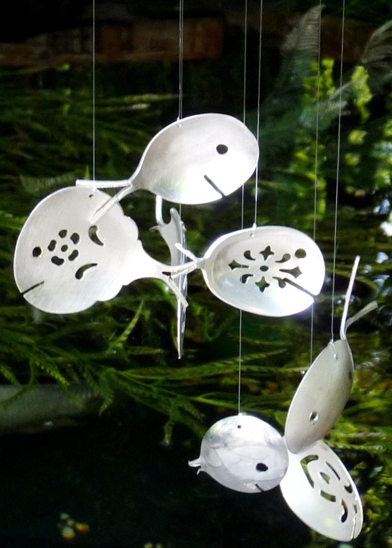 Ornate Silver Spoon Fish Wind Chime Rustic Spoon Chime Etsy