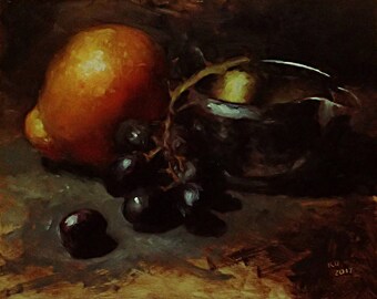 tangelo & grapes - original oil painting