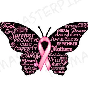 Breast Cancer Awareness - Pink Ribbon Butterfly Vinyl Decal