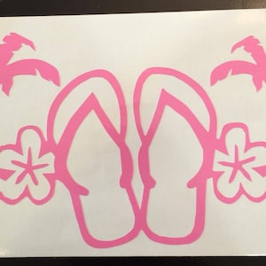 Flip Flop with Flowers Vinyl Decal