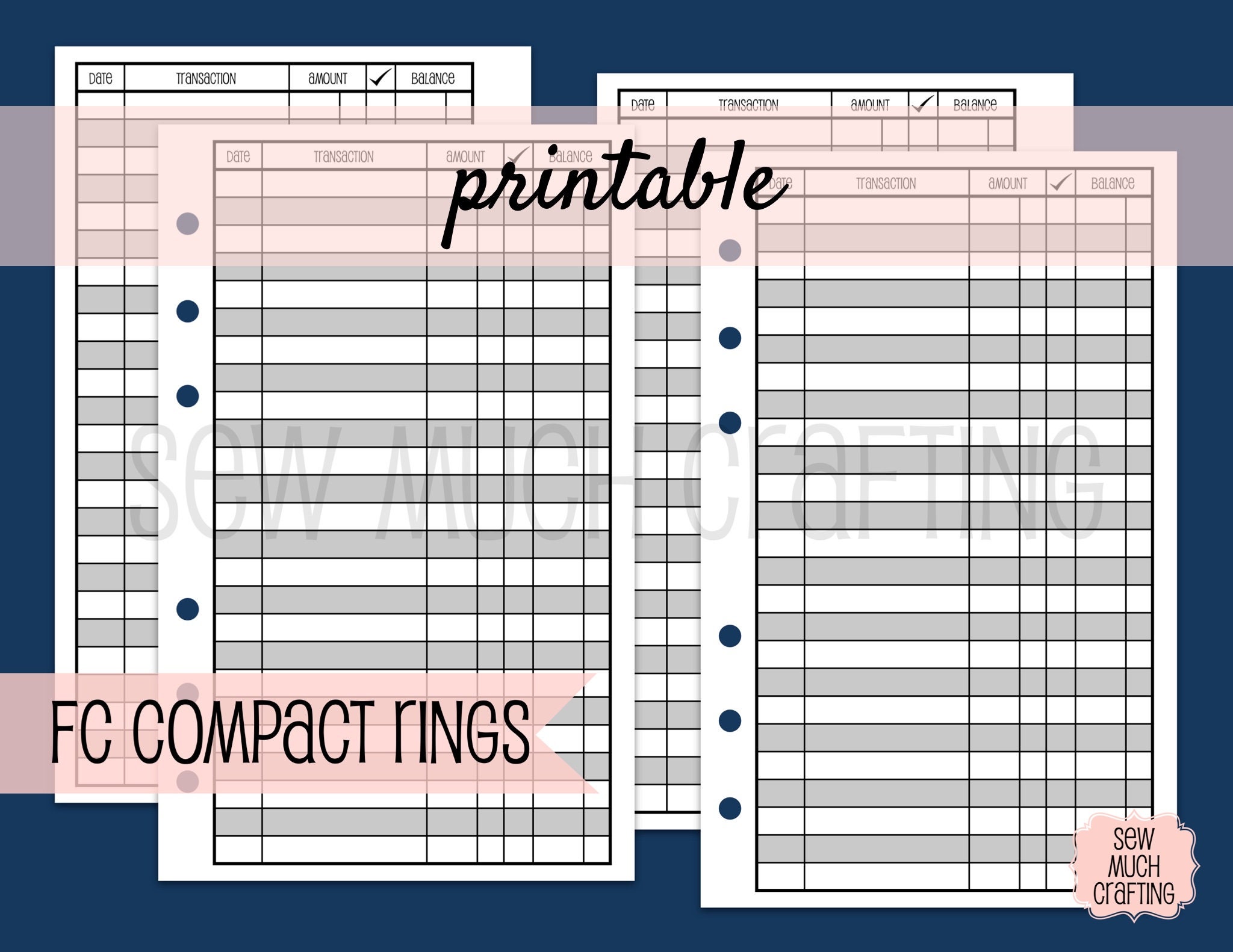 PRINTABLE FC Compact Size Checkbook Register Style Inserts Etsy