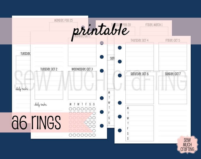PRINTABLE A6 Size LINED Week on Two Pages With Checklist (oct-dec 2024 ...