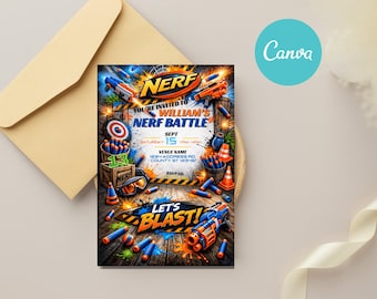 Invito per la festa di compleanno a tema Nerf (download digitale)