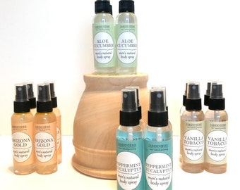 Men's Natural Body Spray - Travel Size // Triple Citrus, Cedar, Vanilla Tobacco, Peppermint Eucalyptus // Stocking stuffer for men