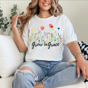 Grow in Grace PNG, Christian Png, Religious Floral Png, Bible Verse Png, Wildflower Christian Png, Trending Christian