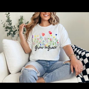 Grow in Grace PNG, Christian Png, Religious Floral Png, Bible Verse Png, Wildflower Christian Png, Trending Christian