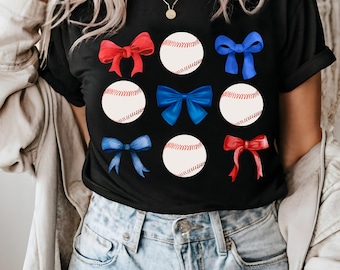 Red and Blue Baseball PNG, Baseball and bows png