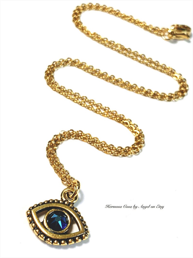 Evil Eye Gold Necklace Protection Jewelry Etsy