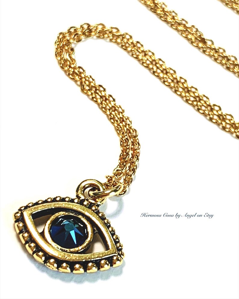 Evil Eye Gold Necklace Protection Jewelry Etsy