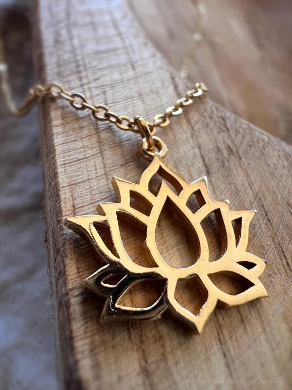 24K Gold Plated Lotus Necklace – Dainty Floral Pendant, Minimalist