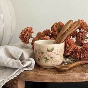Vintage 1980 Signed Studio Pottery Cup | Handcrafted Speckled Floral Ceramic | Organic Shelf Decor | Small Vase or Coffee Bar Accent