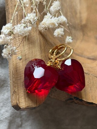 Orecchini A Cerchio A Forma Di Cuore Vintage Con Perle Di Cristallo Rosso: Gioielli In Lega Dorata Per Donna, Regalo Elegante