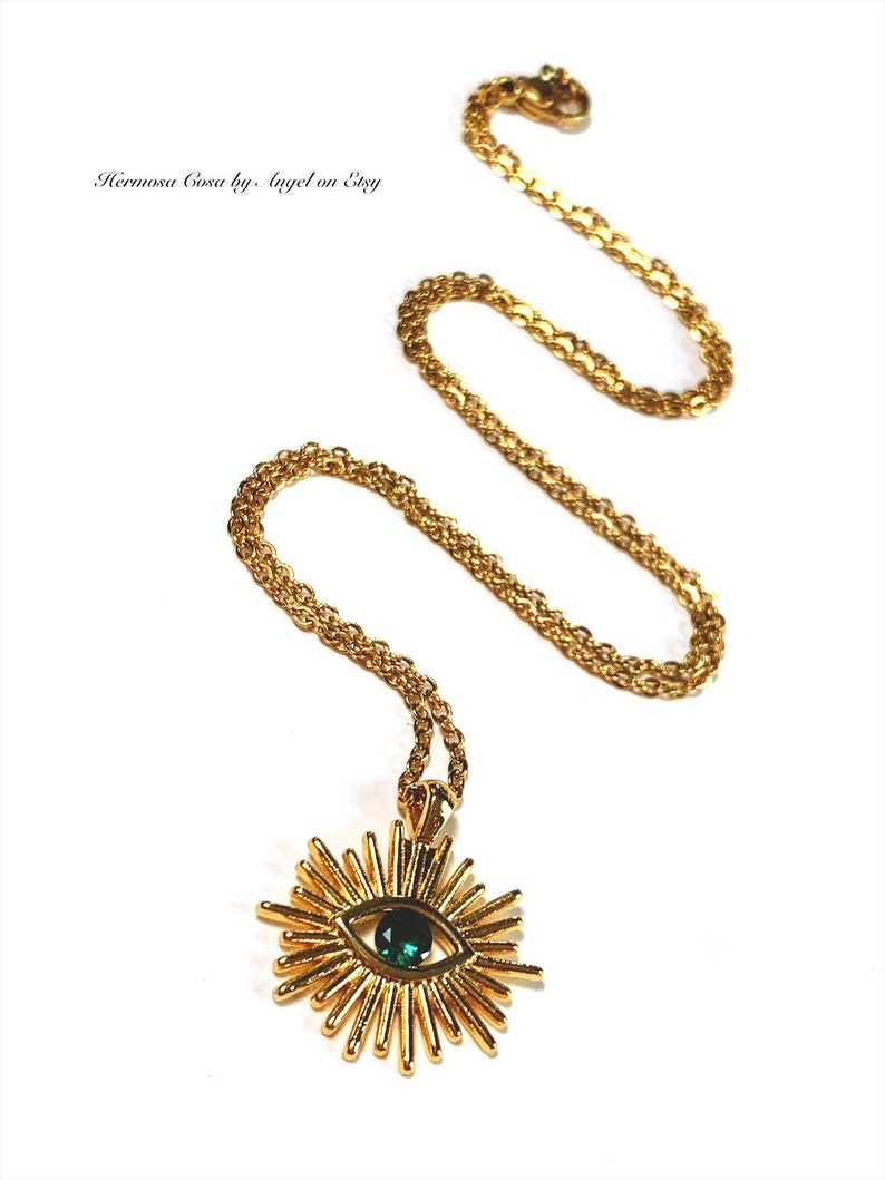 Gold Tone Evil Eye Necklace Evil Eye Jewelry Etsy