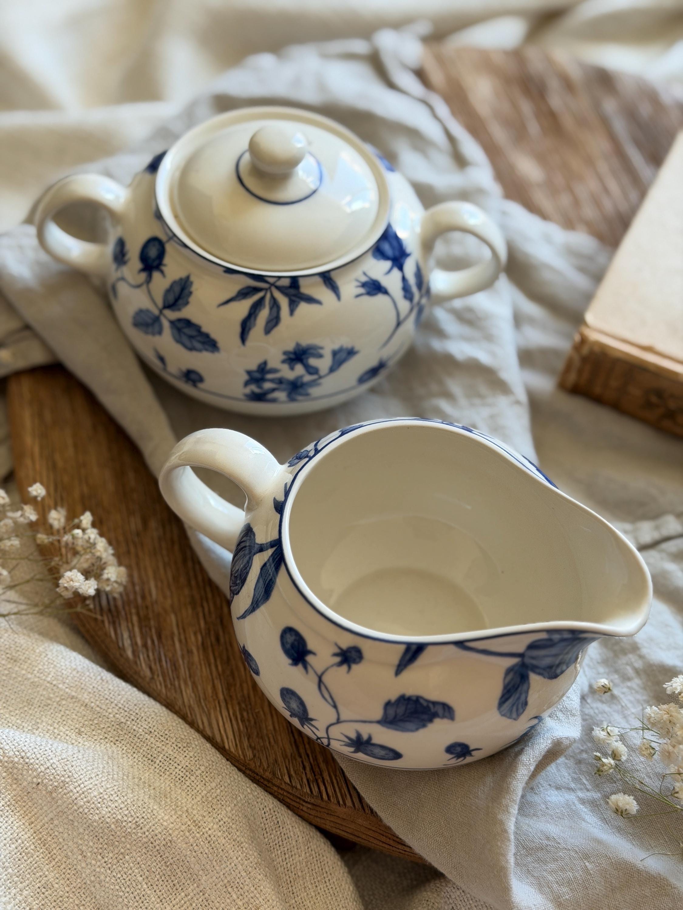 Royal Stafford Spring Garden Blue Strawberry Creamer and Sugar Set
