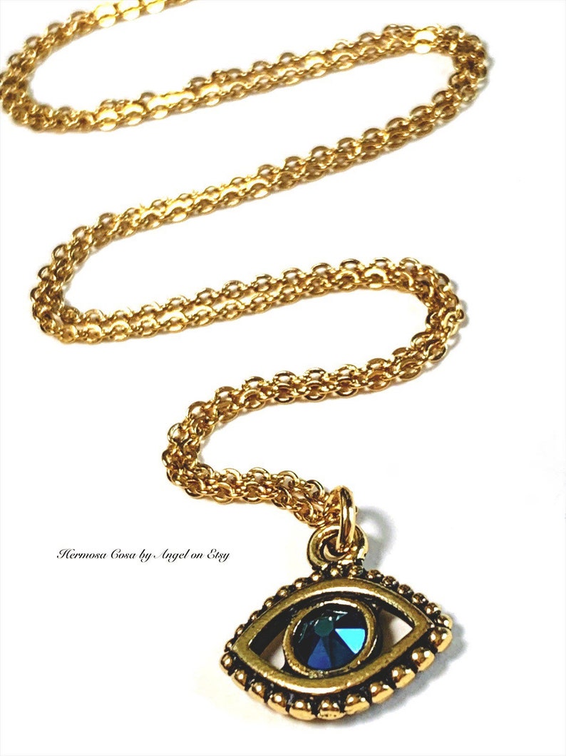 Evil Eye Gold Necklace Protection Jewelry Etsy