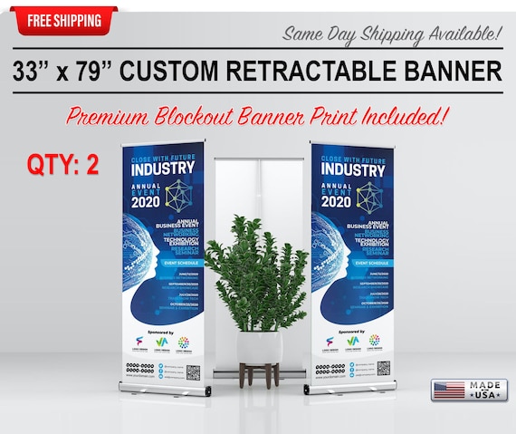 33" x 79" Retractable Roll Up Banner Stand Road Show Display Office Home Film 