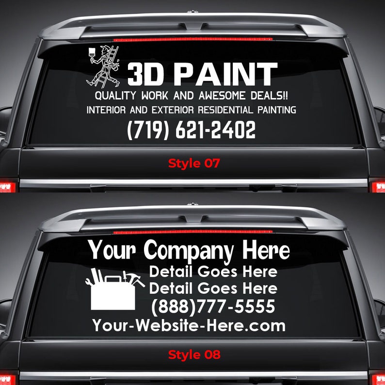 Custom Car Van Truck Rear Glass Decal Sign Sticker Oracal 651 Vinyl ...
