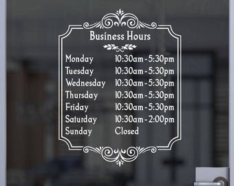 Custom Vinyl Lettering TRADING HOURS CONTACT sticker decal business shop sign Custom Vinyl Lettering TRADING HOURS CONTACT sticker decal business shop sign