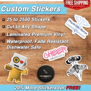 Custom Die Cut Vinyl Stickers, Custom Logo Stickers, Branded Stickers, Wholesale Stickers, Packaging Stickers, Custom Business Stickers