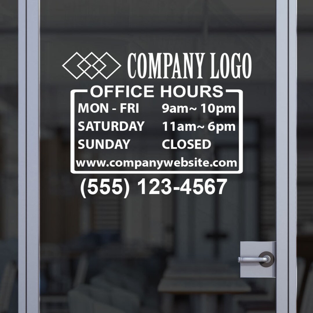 Custom Business Open Hour Sign With Logo Ver.19 Oracal 651 Vinyl Decal for  Office Shop Salon Restaurant Studio Store Hours Sticker 