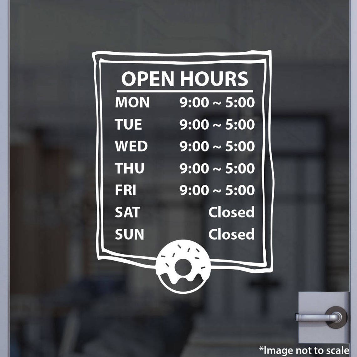 Donut Business Open Hour Sign Decal Ver.35 Oracal 651 Vinyl for Office ...