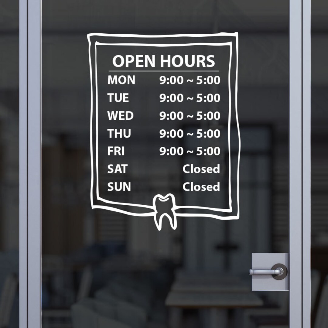 Custom Business Open Hour Sign Ver.26 Oracal 651 Vinyl Decal for Office ...