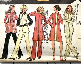 McCalls 3323 Sewing Pattern Separates Pants Slacks Trousers Coat Jacket Vest Tunic Knit Stretch Zipper Pockets Vintage Size 12 Bust 34 UNCUT