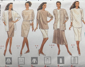 Butterick 6966 Sewing Pattern Separates Jacket Coat Skirt Pullover Shirt Top Pockets Knits Classic Casual Easy Bust 30 31 32 34 36 UNCUT