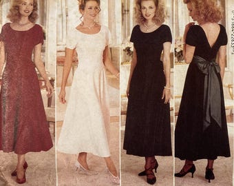 Butterick 4258 Sewing Pattern Donna Ricco Bridal Wedding Dress Lined Gown Bridesmaid Princess Seam Bow Formal Prom Easy Size 6 8 10 UNCUT