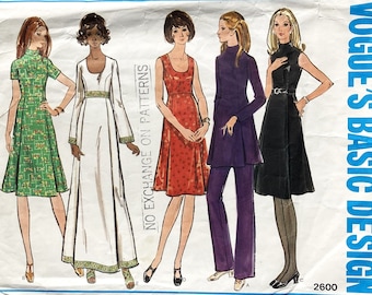 Vogue 2600 Sewing Pattern Dress Top Pants Slacks Trousers Tunic Separates Princess Seams Pleats Zipper Vintage Rare Size 10 Bust 32
