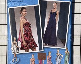 Simplicity 3501 Sewing Pattern Project Runway Dress Straps Halter Neckline Wedding Formal Prom Size 12 14 16 18 20 Bust 34 36 38 40 UNCUT