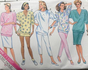 Butterick 5602 Sewing Pattern Sweats Sweatshirt Pullover Top Elastic Waist Slim Pants Skirt Shorts Sports Gym Easy Size 6 8 10 12 14 UNCUT
