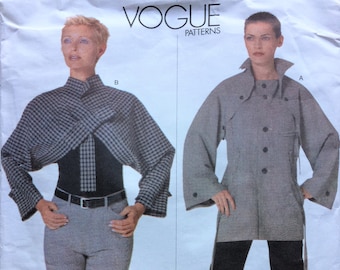 Vogue 2088 Sewing Pattern Issey Miyake Jacket Blazer Coat Unlined Pockets Buttons American Designer Rare Size 12 Bust 34 UNCUT