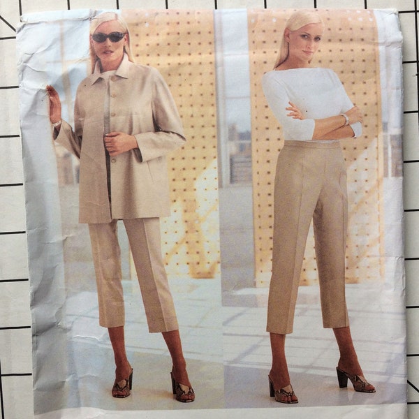 Vogue 2258 Sewing Pattern Michael Kors American Designer Capri Crop Tapered Pants Slacks Jacket Coat Classic Casual Bust 30 31 32 UNCUT