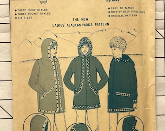 Alaskan Parka Patterns No. 101 Sewing Pattern Easy Ladies Jacket Winter Coat Pockets Snow Eskimo Hood Size 10 12 14 UNCUT