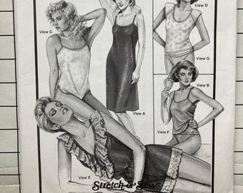 Stretch & Sew 2072 Sewing Pattern Lingerie Slip Camisole Teddy Bikini Lace Ruffle Bust 30 - 32- 34 - 36 - 38 - 40 - 42 - 44 - 46 UNCUT