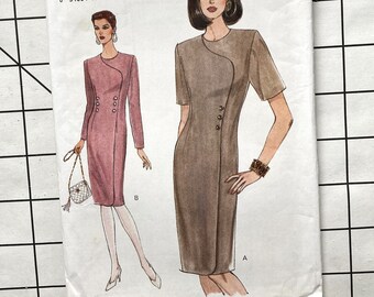 Very Easy Very Vogue 8903 Sewing Pattern Dress Work Office Business Slim Fit Button Front Shoulder Pads Size 8 10 12 Bust 31 32 34 UNCUT