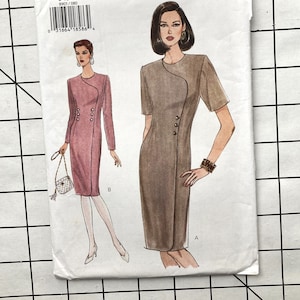 Very Easy Very Vogue 8903 Sewing Pattern Dress Work Office Business Slim Fit Button Front Shoulder Pads Size 8 10 12 Bust 31 32 34 UNCUT