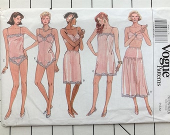 Vogue 9765 Sewing Pattern Lingerie Slip Teddy Camisole Panties Underwear Nightie Sleepwear Pajamas Honeymoon  Lace Bust 30 31 32 34 36 UNCUT