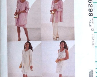 McCall's 6299 Sewing Pattern Separates Suit Unlined Jacket Blazer Pants Wrap Skirt Slit Top Work Business Sizes 12 14 16 Bust 34 36 38 UNCUT