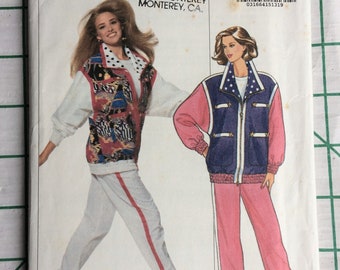 Butterick 6540 Sewing Pattern Sweats Sweatshirt Zipper Jacket Track Suit Pants Sports Gym Wear Jogging Size 16 18 20 22 Bust 38-44 UNCUT