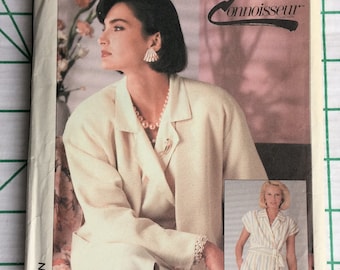 Simplicity 7311 Sewing Pattern Dress Jacket Mock Wrap Shoulder Pads Pockets Classic Style Size 18 20 Bust 40 42 UNCUT