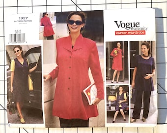 Vogue 1927 Sewing Pattern Maternity Pregnant Jacket Dress Jumper Shirt Tunic Vest Shorts Pullover Pants Top Size 6 8 10 Bust 30 31 32 UNCUT