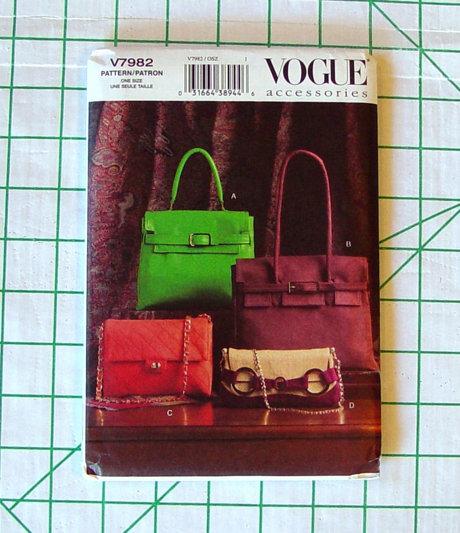 Vogue 7982 Rare Sewing Pattern V7982 Hermes Style Birkin Kelly 