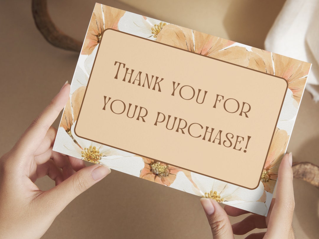 Watercolor Floral Thank You Card Orange Thank You Card Shop Etsy