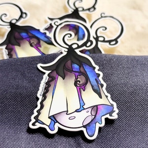 LIGHTING UP semi gloss sticker | celestial galaxy witch sticker, moon plant, flower lamp