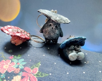 Mushroom Companions KEYCHAIN | Made from homemade clay