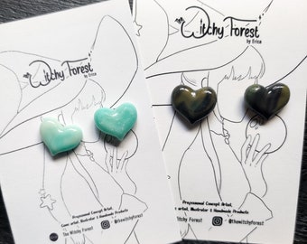 Heart STUD EARRINGS | Made from homemade clay