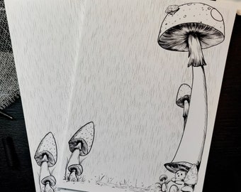 Gloomy Mushrooms | blank A5 notepad with 30 120gsm smooth satin sheets per pad